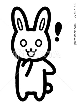Hand-drawn illustration of a surprised rabbit character Hand-drawn illustration of a surprised rabbit character 127407148