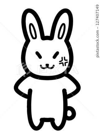 手繪的憤怒兔子人物插圖 手繪的憤怒兔子人物插圖 127407149
