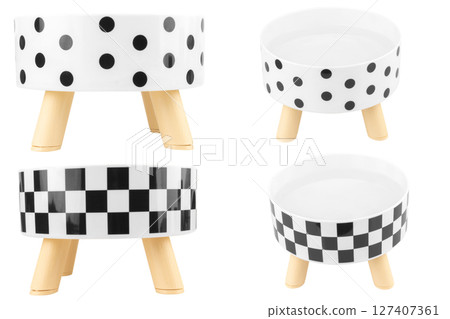 Dog and cat water dispenser on white background food 127407361