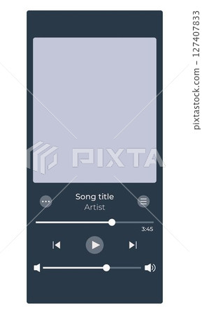 Isolated vector media player for phone. Mobile application interface. 127407833