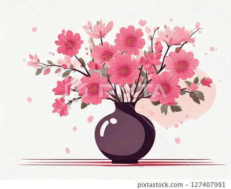 Vase with pink flowers 127407991