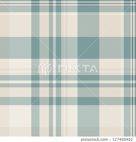 Elegant teal and cream plaid pattern. Perfect for textile design, website backgrounds, or crafting projects. This subtle yet sophisticated texture evokes feelings of warmth and comfort. Elegant teal and cream plaid pattern. Perfect for textile design, website backgrounds, or crafting projects. This subtle yet sophisticated texture evokes feelings of warmth and comfort. 127408402