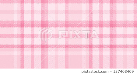 Delicate pink plaid pattern, perfect for textile design, backgrounds, or fashion projects.  This soft, seamless texture evokes feelings of gentleness and femininity. 127408409