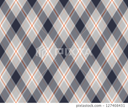 Argyle pattern of geometric rhombus. Harlequin check wallpaper design. Classic diamond shaped textile material for web background, print fabric clothing, sweater, wrapping paper, gift card, invitation 127408431