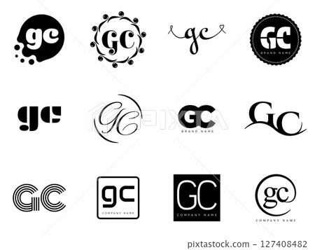 GC logo company template. Letter g and c logotype. Set different classic serif lettering and modern bold text with design elements. Initial font typography. GC logo company template. Letter g and c logotype. Set different classic serif lettering and modern bold text with design elements. Initial font typography. 127408482