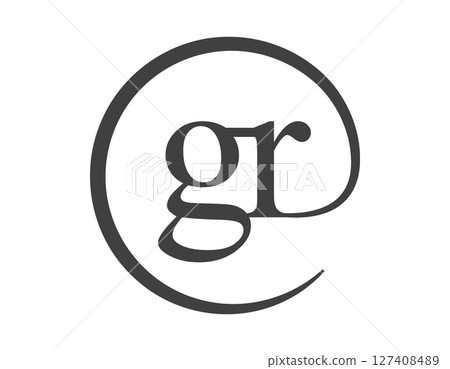 GR logo from two letter with circle shape email sign style. G and R round logotype of business company 127408489