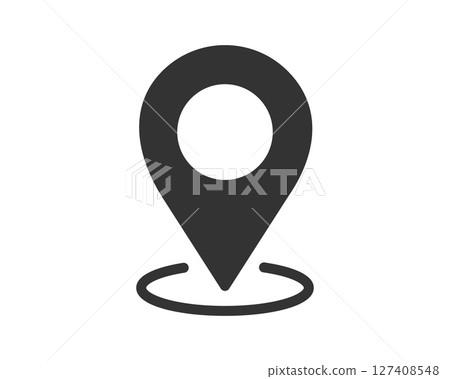 Simple location pointer icon, flat design, useful for mapping, navigation, or indicating a point of interest. Modern, clean vector graphic. Simple location pointer icon, flat design, useful for mapping, navigation, or indicating a point of interest. Modern, clean vector graphic. 127408548
