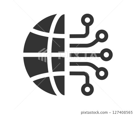 Modern icon symbolizing global connectivity and technology. Use for IT, networking, or international business concepts. Clean, minimal style. Great for UIUX design. Modern icon symbolizing global connectivity and technology. Use for IT, networking, or international business concepts. Clean, minimal style. Great for UIUX design. 127408565