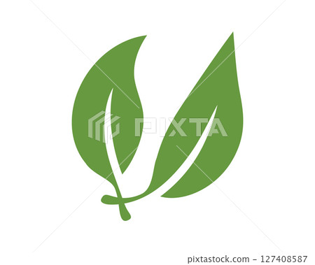 Elegant leaf icon in fresh green. Symbolizes growth, nature, and sustainability. Perfect for ecofriendly brands, wellness, or environmental projects. Elegant leaf icon in fresh green. Symbolizes growth, nature, and sustainability. Perfect for ecofriendly brands, wellness, or environmental projects. 127408587