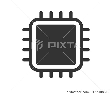 Clean, minimal vector icon depicting a microchip. Represents technology, processing, and connectivity. Suitable for websites, UI design, and techrelated projects. Clean, minimal vector icon depicting a microchip. Represents technology, processing, and connectivity. Suitable for websites, UI design, and techrelated projects. 127408619