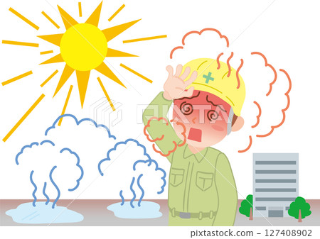 中暑_濕度_穿著工作服在戶外工作的人 中暑_濕度_穿著工作服在戶外工作的人 127408902