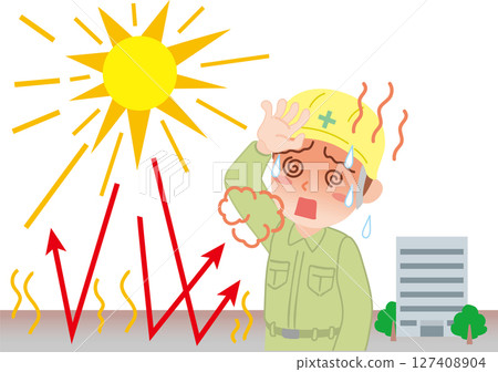 中暑_輻射熱_穿工作服的工人 127408904