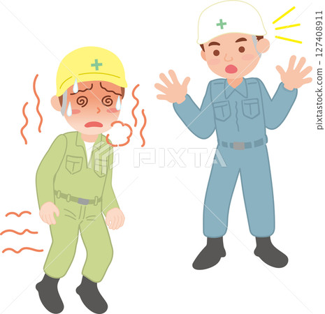 預防中暑_尋找中暑人員_穿著工作服的人員 127408911