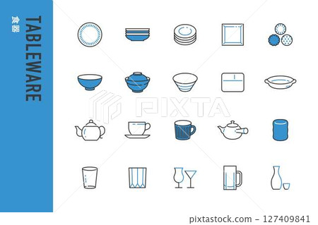 簡單的餐具線圖標 127409841