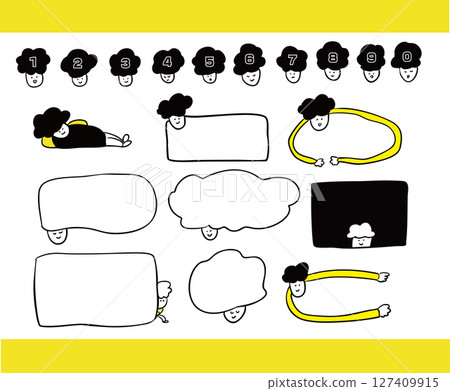 各種氣泡和數位圖示的插圖集 各種氣泡和數位圖示的插圖集 127409915