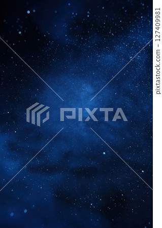 Deep blue cosmic background with scattered stars and ethereal clouds of interstellar dust 127409981