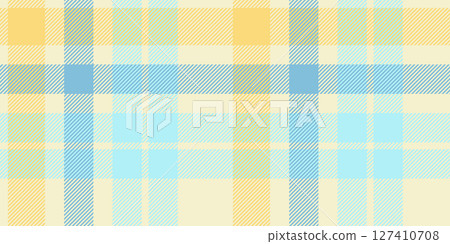 A seamless tartan plaid pattern in refreshing shades of blue and yellow. Perfect for textile design, fashion, home decor, and creative projects with a cheerful and modern vibe A seamless tartan plaid pattern in refreshing shades of blue and yellow. Perfect for textile design, fashion, home decor, and creative projects with a cheerful and modern vibe 127410708