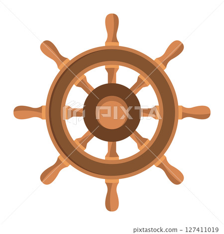 Wooden Ship Steering Wheel Vector Illustration. This vector illustration features a traditional wooden ship steering wheel, commonly known as a helm. Wooden Ship Steering Wheel Vector Illustration. This vector illustration features a traditional wooden ship steering wheel, commonly known as a helm. 127411019