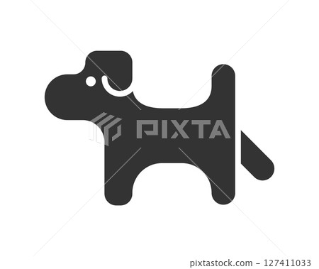 Stylized dog icon in black. Modern, simple and cute. Perfect for apps, websites, and logo design. Symbolizes loyalty, friendship, and companionship. Stylized dog icon in black. Modern, simple and cute. Perfect for apps, websites, and logo design. Symbolizes loyalty, friendship, and companionship. 127411033