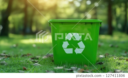 Green Recycling Bin For Office And Business Use Green Recycling Bin For Office And Business Use 127411806