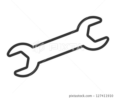 Sleek, minimalist line art of a wrench. Symbolizes repair, construction, DIY, and mechanical skill. Ideal for tech, engineering, or home improvement projects. Clean vector illustration. Sleek, minimalist line art of a wrench. Symbolizes repair, construction, DIY, and mechanical skill. Ideal for tech, engineering, or home improvement projects. Clean vector illustration. 127411910