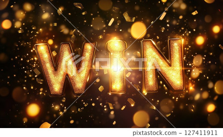 Gold Sign For Gambling Template With Confetti And Blur Motion Effect Gold Sign For Gambling Template With Confetti And Blur Motion Effect 127411911