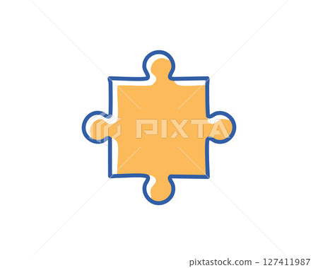 Vibrant handdrawn puzzle piece icon. Perfect for websites, apps, presentations, and educational materials needing a playful, solutionoriented design. 127411987