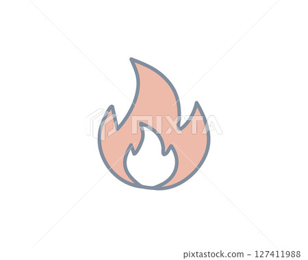 Simple, stylish flame icon in muted pink and gray. Perfect for app design, website UI, or as a graphic element for presentations on heat, energy, or passion. Versatile and modern aesthetic. Simple, stylish flame icon in muted pink and gray. Perfect for app design, website UI, or as a graphic element for presentations on heat, energy, or passion. Versatile and modern aesthetic. 127411988