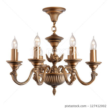 Chandelier light classic style isolated on white background transparent PNG clipart. 127412002
