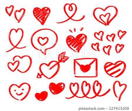 手繪心型套裝_紅色 127413209