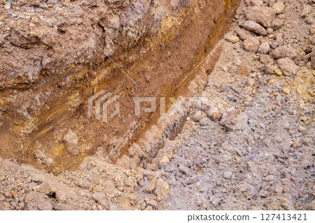 Earthy environment detailed analysis of soil layer excavation at construction sites 127413421