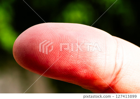 Close-up fingerprint analysis outdoors macro nature setting detailed view forensics concept Close-up fingerprint analysis outdoors macro nature setting detailed view forensics concept 127413899