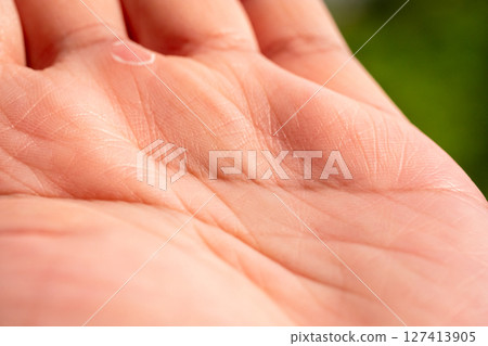 Capturing the subtle lines of a hand nature's canvas close-up serene environment intimate viewpoint 127413905