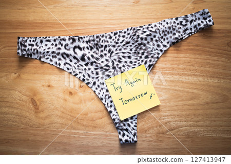 Underwear note a unique reminder a stylish thong home casual creative concept 127413947