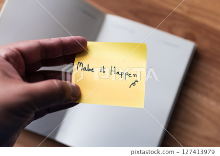 Motivational sticky notes inspirational messages for a positive home office environment 127413979