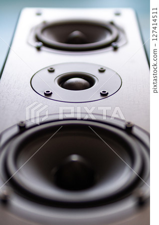 Sound equipment showcase high-quality speakers in studio environment close-up perspective audio innovation 127414511