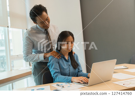 Sexual Harassment Incident Between Boss and Employee in Office Sexual Harassment Incident Between Boss and Employee in Office 127414760