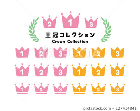 一組可用於美容雜誌等的女性排名冠插圖。 127414841