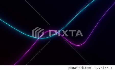 Smooth neon wave lines in blue and pink colors flowing dynamically on dark background. Abstract glowing curves for futuristic tech visuals and stylish digital art. Smooth neon wave lines in blue and pink colors flowing dynamically on dark background. Abstract glowing curves for futuristic tech visuals and stylish digital art. 127415605