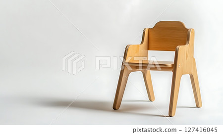 A wooden chair is sitting on a white background 127416045