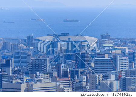 Early summer Kobe cityscape, looking towards Noevir Stadium Kobe (Hyogo-ku, Kobe, Hyogo Prefecture) 127416253