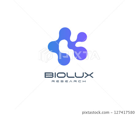 Abstract molecular logo with fusion organic shapes, representing science, biotech, and innovation. Ideal for tech startups, research firms, and data companies. Modern vector logo Abstract molecular logo with fusion organic shapes, representing science, biotech, and innovation. Ideal for tech startups, research firms, and data companies. Modern vector logo 127417580