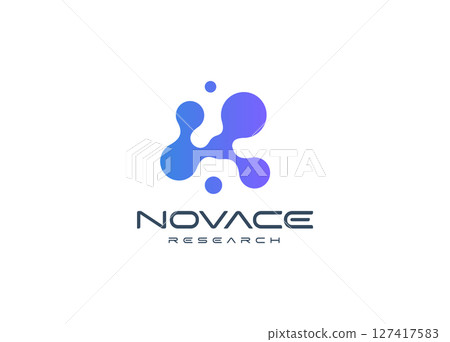 Abstract molecular logo with fusion organic shapes, representing science, biotech, and innovation. Ideal for tech startups, research firms, and data companies. Modern vector logo 127417583