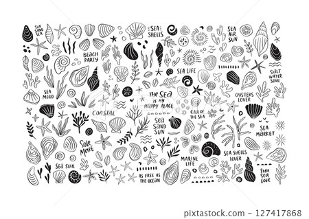 Hand drawn sea life whimsical collection 127417868