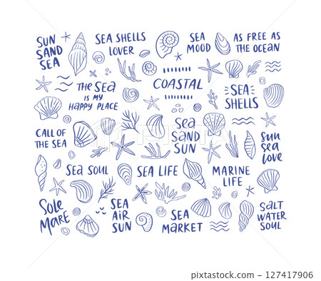 Hand drawn coastal life collection Hand drawn coastal life collection 127417906
