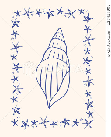 Hand drawn coastal poster Hand drawn coastal poster 127417909