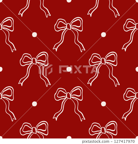 Hand drawn coquette bows pattern Hand drawn coquette bows pattern 127417970