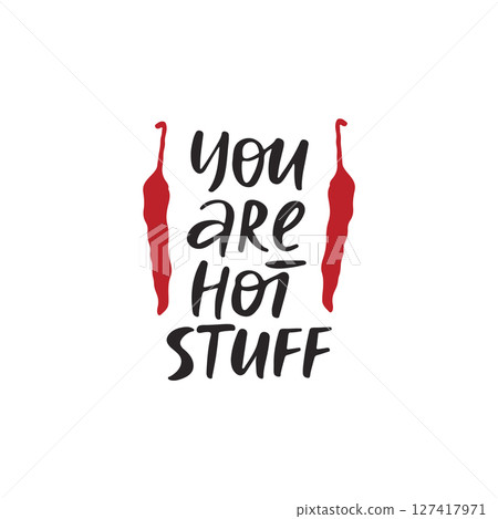 Hand drawn phrase with chili pepper 127417971