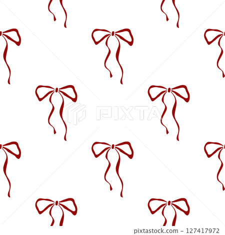 Hand drawn charming bows pattern 127417972