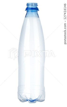 Empty plastic bottle standing on white background Empty plastic bottle standing on white background 127418146